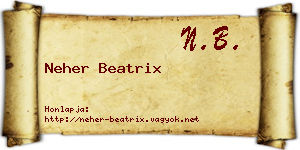 Neher Beatrix névjegykártya
